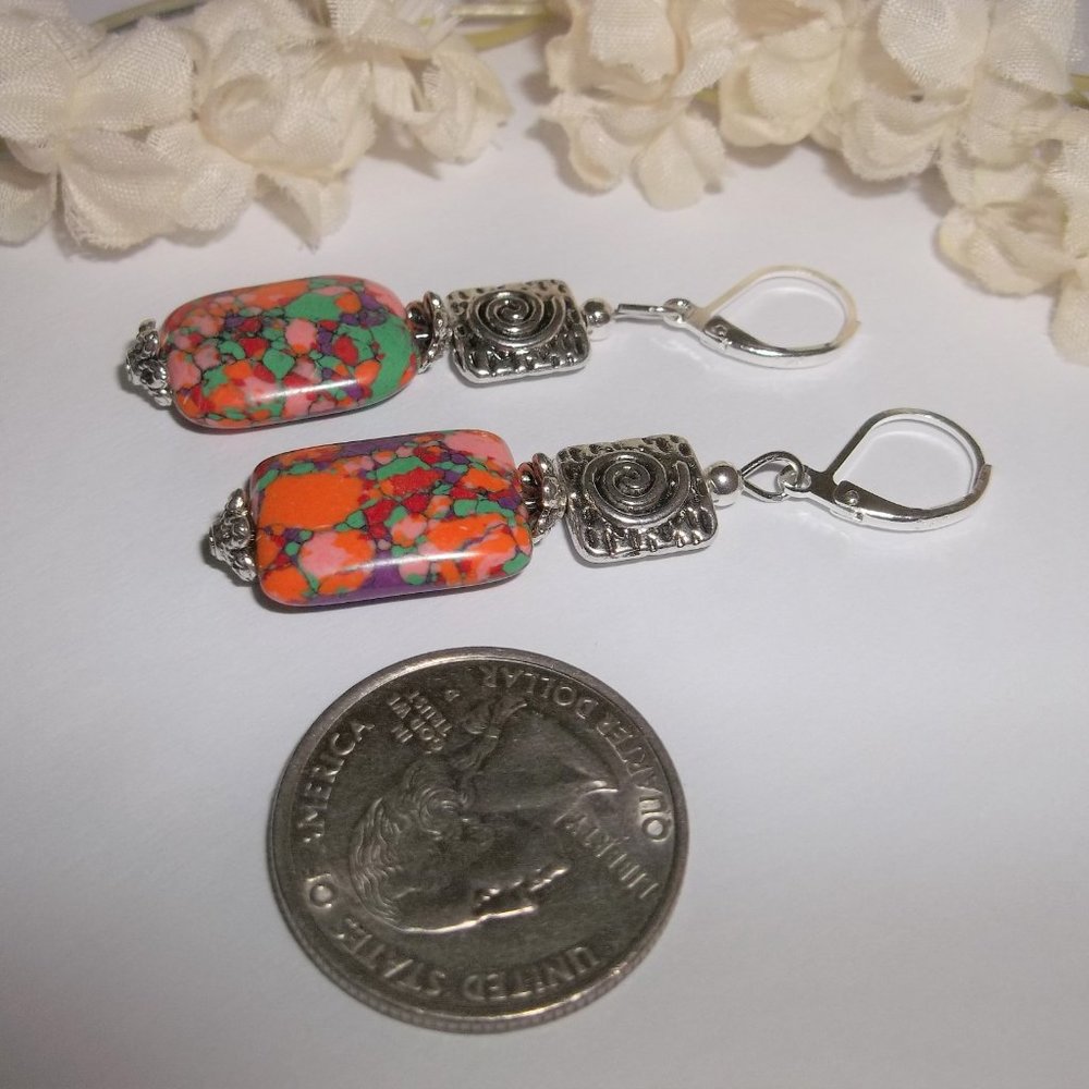 Red Statement Earring Set Jewelry Funky Beaded Handmade Dangle Gift Idea 6880 - Picture 5 of 8